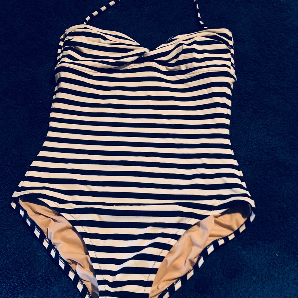 J Crew 6 swimsuit navy white one piece